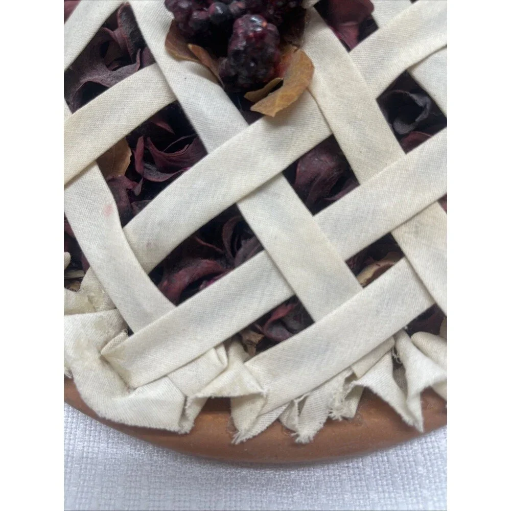 Vintage Handcrafted Lattice Fabric Pie Crust - Potpourri Rose Petal Raspberries